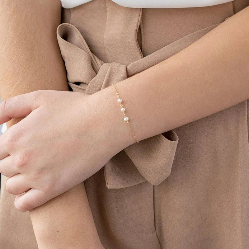 Natural Pearl Bracelet 925 Silver Boho Charms Vintage Minimalism Bracelet