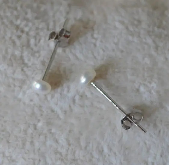 Tiny Small Pearl Earrings 3.5-4mm Freshwater Pearl 925 Sterling Silver Stud