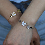 Enamel Hot Butterfly Bracelet with CZ Stone