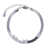 Pink CZ Paved Butterfly Charm Bracelet