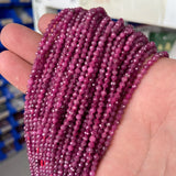 Tiny Ruby Multi-faceted Beads 2mm Red Natural Stone Loose Beads