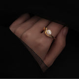 Irregular Baroque Freshwater Pearl Ring Classic Distortion Index Finger