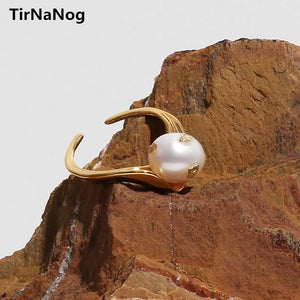 Irregular Baroque Freshwater Pearl Ring Classic Distortion Index Finger
