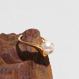 Irregular Baroque Freshwater Pearl Ring Classic Distortion Index Finger