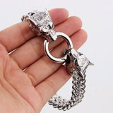 12mm Wolf Head Men's Bracelet Cuban Link Chain Halloween Male