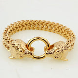 12mm Wolf Head Men's Bracelet Cuban Link Chain Halloween Male