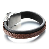 Tisnium 14mm Skull Leather Bracelet for Men Steampunk Style