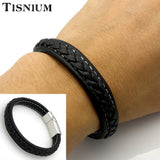 Tisnium Leather Bracelet For Men Gothic Jewelry Halloween Punk Hip-Hop