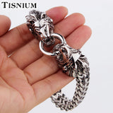 Tisnium Cuban Link Chain Silver Bracelet Gothic Stainless Steel Jewelry