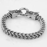 Tisnium Dragon Head Men's Bracelet on Hand Cuban Chain