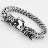 Tisnium Dragon Head Men's Bracelet on Hand Cuban Chain