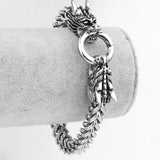 Tisnium Dragon Head Men's Bracelet on Hand Cuban Chain
