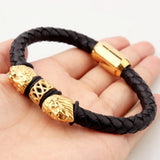 Tisnium Leather Link Stainless Steel Superior Mens Bracelet