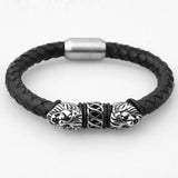Tisnium Leather Link Stainless Steel Superior Mens Bracelet