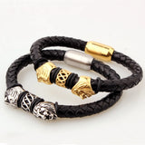 Tisnium Leather Link Stainless Steel Superior Mens Bracelet