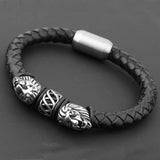 Tisnium Leather Link Stainless Steel Superior Mens Bracelet