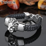 Tisnium Men's Heavy Lion Head Bracelet Stainless Steel Jewelry