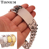 Tisnium Men's Bracelet Punk Hip-Hop Style Gothic Cuban Chain Stainless Steel