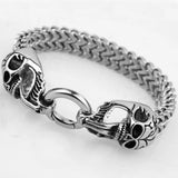 Skeletal Head Bracelet Silver Cuban Link Chain Stainless Steel