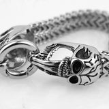 Skeletal Head Bracelet Silver Cuban Link Chain Stainless Steel