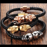 Tisnium Skeleton Man Bracelet Leather Woven Chain Punk Hip-hop Boys Accessories