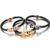 Tisnium Skeleton Man Bracelet Leather Woven Chain Punk Hip-hop Boys Accessories