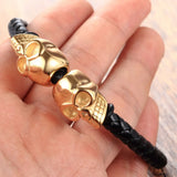 Tisnium Skeleton Man Bracelet Leather Woven Chain Punk Hip-hop Boys Accessories