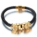 Tisnium Skeleton Man Bracelet Leather Woven Chain Punk Hip-hop Boys Accessories