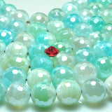 Titanium Agate Faceted Round Beads Gemstone Bracelet Necklace Diy Jewelry