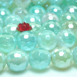 Titanium Agate Faceted Round Beads Gemstone Bracelet Necklace Diy Jewelry