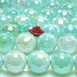 Titanium Agate Faceted Round Beads Gemstone Bracelet Necklace Diy Jewelry