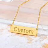 Titanium Bar Engrave Necklace Nameplate Letter Necklace Stainless Steel Gift