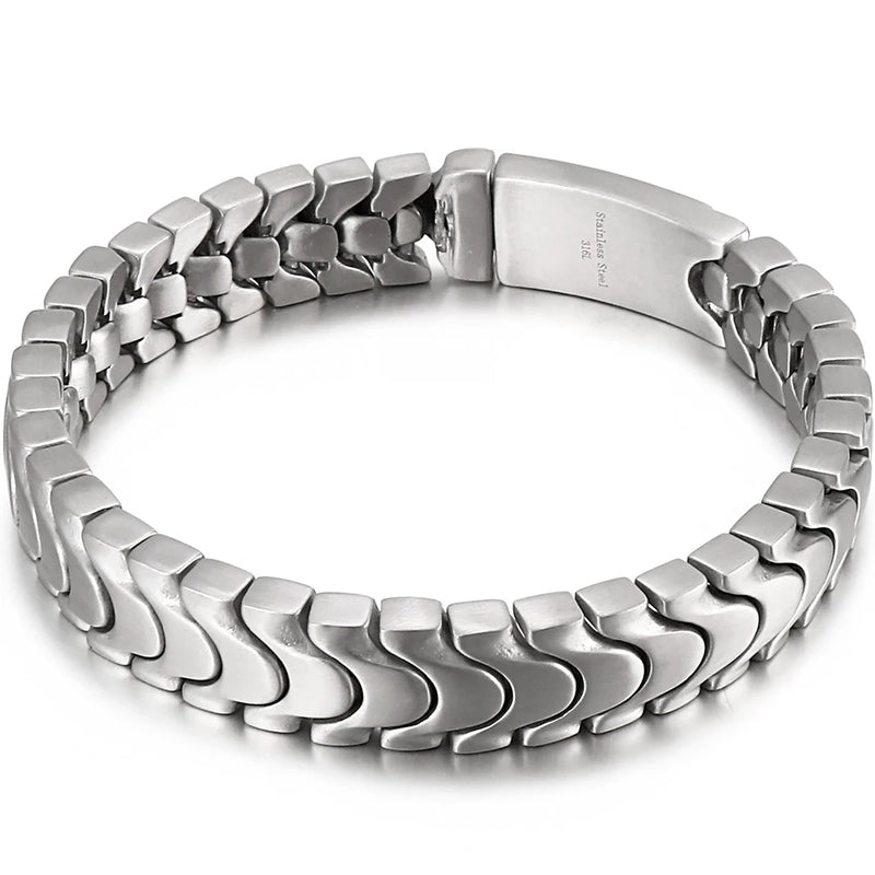 Titanium Bracelet Men 12MM Matte Stainless Steel Men's On Hand Bands