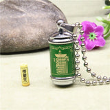 Rotatable Titanium Buddhism Pendant Amulet Tube Necklace