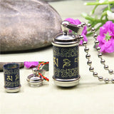 Rotatable Titanium Buddhism Pendant Amulet Tube Necklace