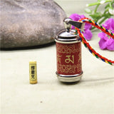 Rotatable Titanium Buddhism Pendant Amulet Tube Necklace