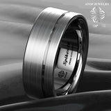 Titanium Tungsten Carbide Ring Stripe Band Men Jewelry
