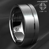 Titanium Tungsten Carbide Ring Stripe Band Men Jewelry