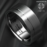 Titanium Tungsten Carbide Ring Stripe Band Men Jewelry