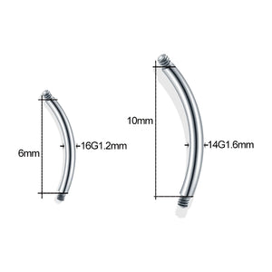 Titanium Curved Bar Eyebrow Navel Piercing 14G 16G