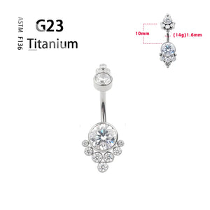 Titanium G23 14G Belly Button Ring Navel Opal Zircon Bar Women Gem Gift