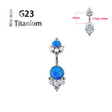 Titanium G23 14G Belly Button Ring Navel Opal Zircon Bar Women Gem Gift