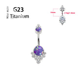 Titanium G23 14G Belly Button Ring Navel Opal Zircon Bar Women Gem Gift