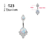 Titanium G23 14G Belly Button Ring Navel Opal Zircon Bar Women Gem Gift