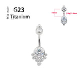 Titanium G23 14G Belly Button Ring Navel Opal Zircon Bar Women Gem Gift