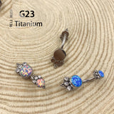Titanium G23 14G Belly Button Ring Navel Opal Zircon Bar Women Gem Gift