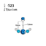 Titanium G23 14G Belly Button Rings Clear Zircon CZ Opal