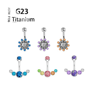 Titanium G23 14G Belly Button Rings Clear Zircon CZ Opal