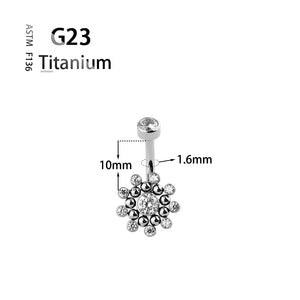 Titanium G23 14G Belly Button Rings Clear Zircon CZ Opal
