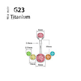 Titanium G23 14G Belly Button Rings Clear Zircon CZ Opal